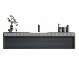 Изображение товара Тумба с раковиной Black&White Universe U950.1600, 160 см, цвет серый матовый