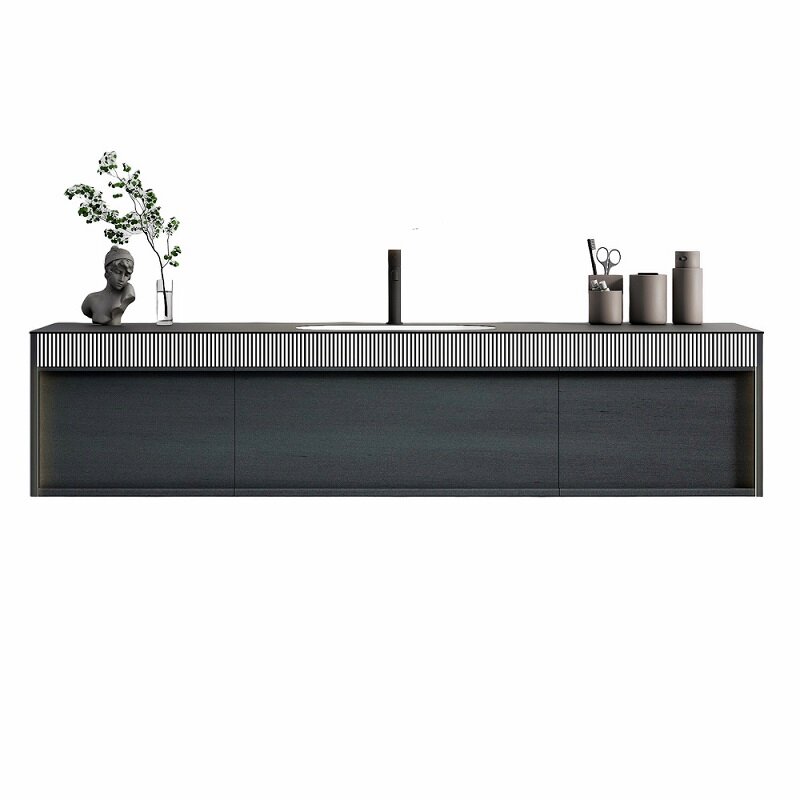 Изображение товара Тумба с раковиной Black&White Universe U950.1600, 160 см, с подсветкой, цвет серый матовый