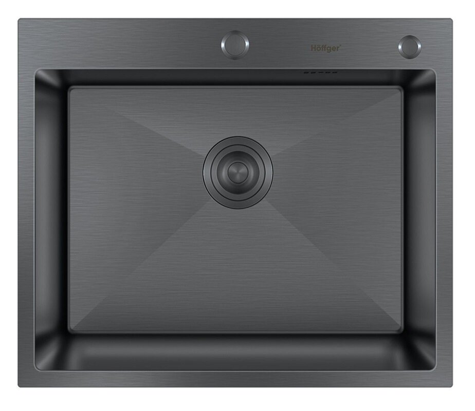 Изображение товара Кухонная мойка Hoffger HFG-6045B black, 60 см, нержавеющая сталь, PVD черный