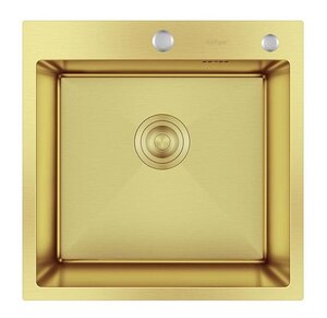 Изображение товара Кухонная мойка Hoffger HFG-5050G gold, 50 см, нержавеющая сталь, PVD золото матовое