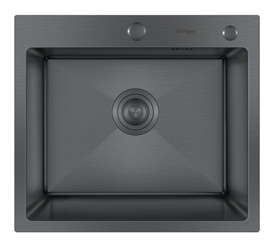 Изображение товара Кухонная мойка Hoffger HFG-5045B черная 50 см из нержавеющей стали PVD покрытие