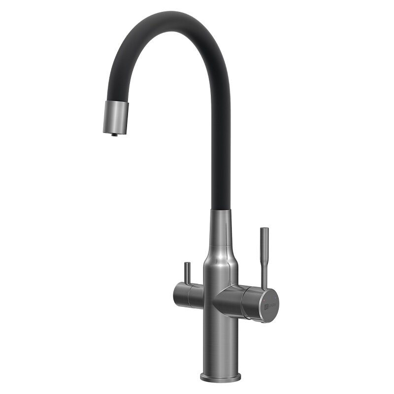 Изображение товара Смеситель для кухонной мойки Lemark Expert LM5083GMN-Black, с подключением к фильтру с питьевой водой, графит/черный