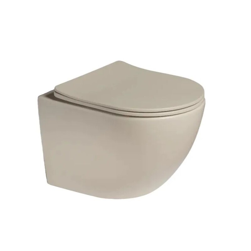 Изображение товара Унитаз подвесной SantiLine SL-5101 безободковый бежевый с микролифтом