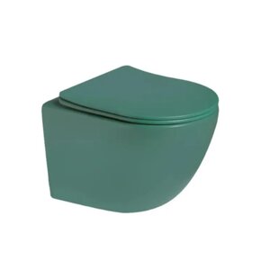 Изображение товара Подвесной унитаз безободковый SantiLine SL-5107, зеленый матовый, инсталляция