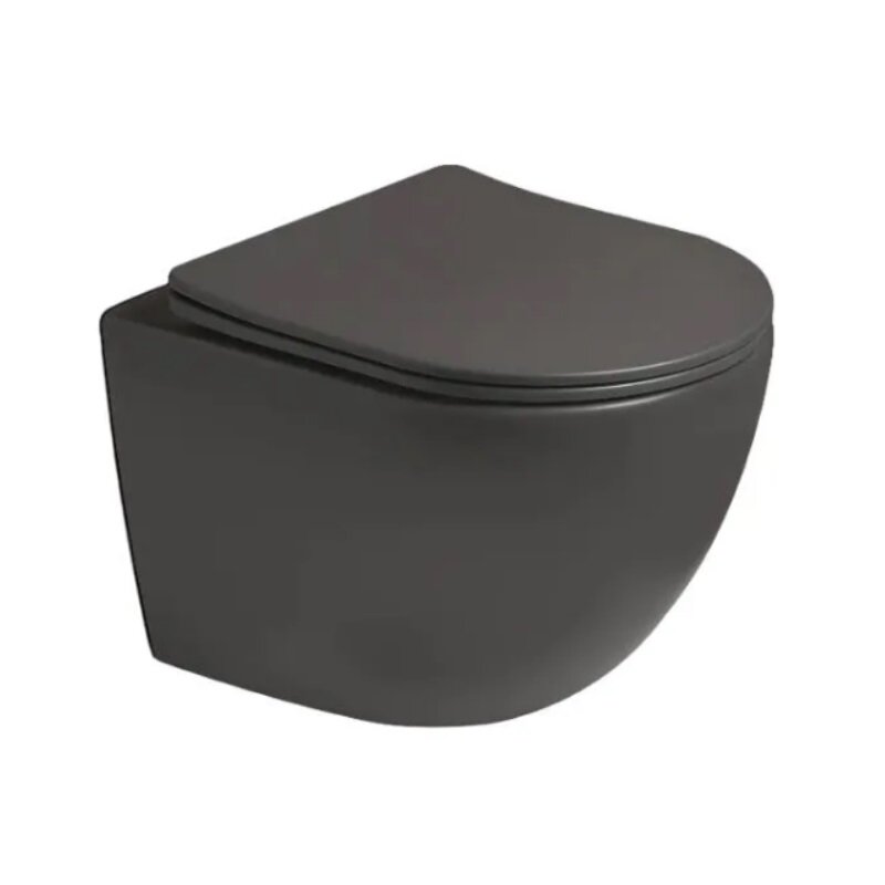 Изображение товара Подвесной унитаз SantiLine SL-5109 безободковый цвет темно-серый матовый