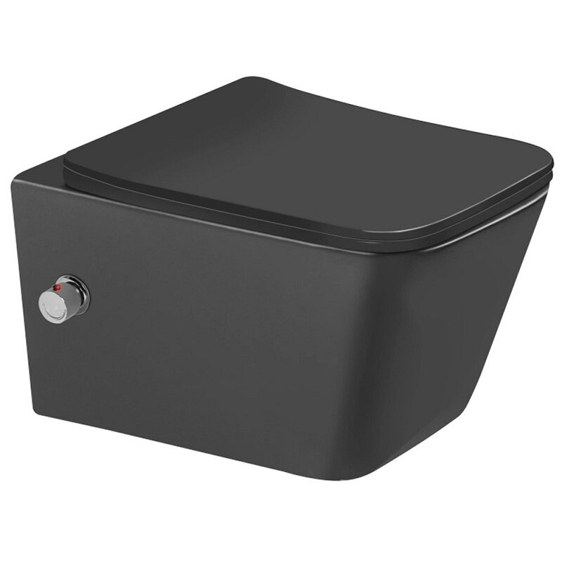 Изображение товара Подвесной унитаз SantiLine SL-5004MB-BD с функцией биде и микролифтом Черный