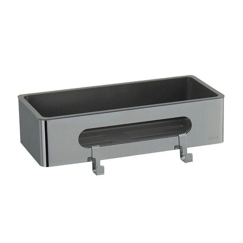 Изображение товара Полка для душа Lemark Shelf line, 9771043, 30 см, с крючками, хром/графит