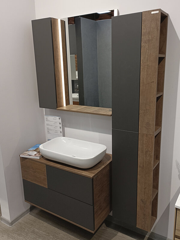 Изображение товара Комплект мебели для ванной Акватон Терра 85 см дуб кантри/антрацит