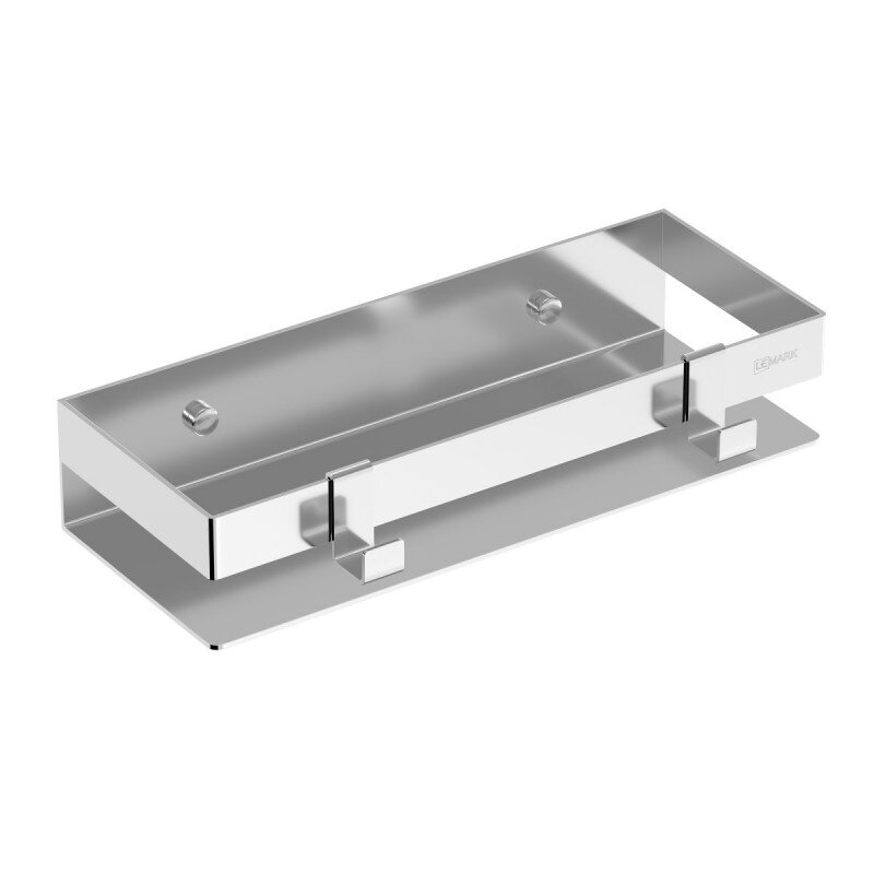 Изображение товара Полка для душа Lemark Shelf line 30 см с крючками хром нержавейка SUS304