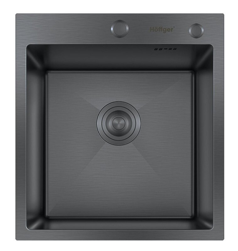 Изображение товара Кухонная мойка Hoffger HFG-4550B black, нержавеющая сталь, 45 см