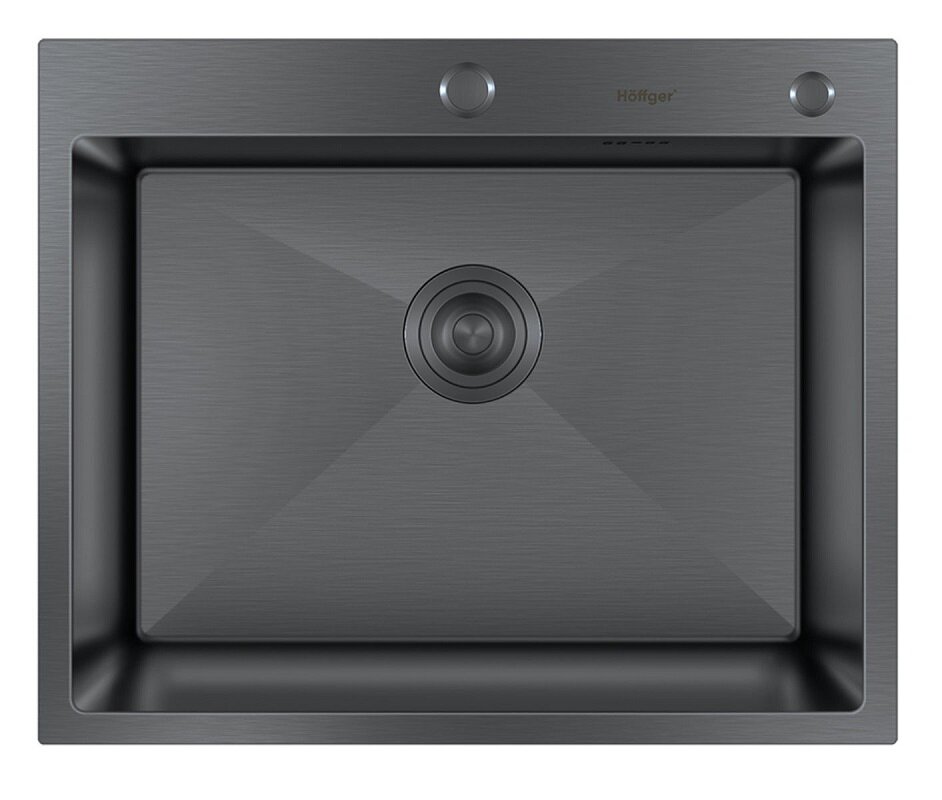 Изображение товара Кухонная мойка Hoffger HFG-6050B black, 60 см, нержавеющая сталь, PVD черный