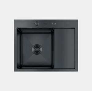 Изображение товара Кухонная мойка Hoffger HFG-5848B-L/HFG-5848B-R black, 58 см, нержавеющая сталь, крыло справа/слева, PVD черный