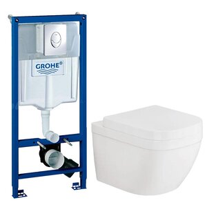 Изображение товара Инсталляция Grohe 38721001 с безободковым унитазом Grohe Euro Ceramic 39328000, сиденье микролифт,