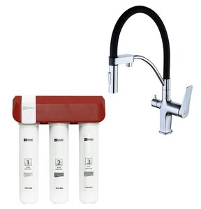 Изображение товара Смеситель для кухонной мойки Lemark Comfort LM3074C086, с фильтром Optima, хром/черный 