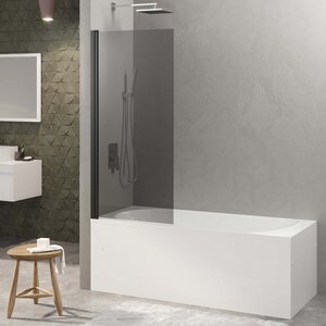 Изображение товара Душевая шторка на ванну Berges River S Black 800, 065016, 80 см, стекло тонированное, профиль черный матовый