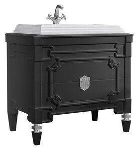 Изображение товара Тумба под раковину Belux Кастилия Н 100-02, 4810924255525, 95 см, напольная, черный глянцевый, хром