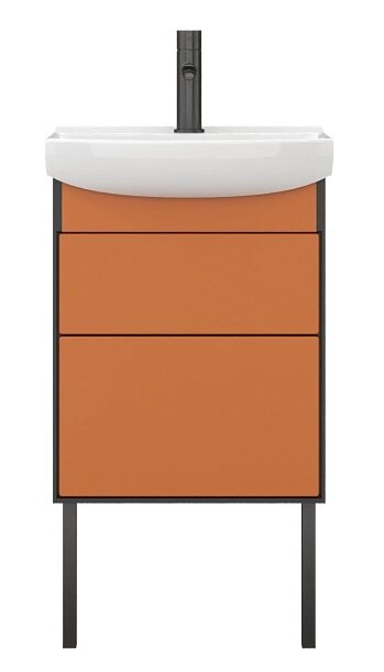 Изображение товара Тумба под раковину Belux Клермонт Н 50-02, 4810924282804, 50 см, подвесная, чёрно-медный матовый, лён антрацит