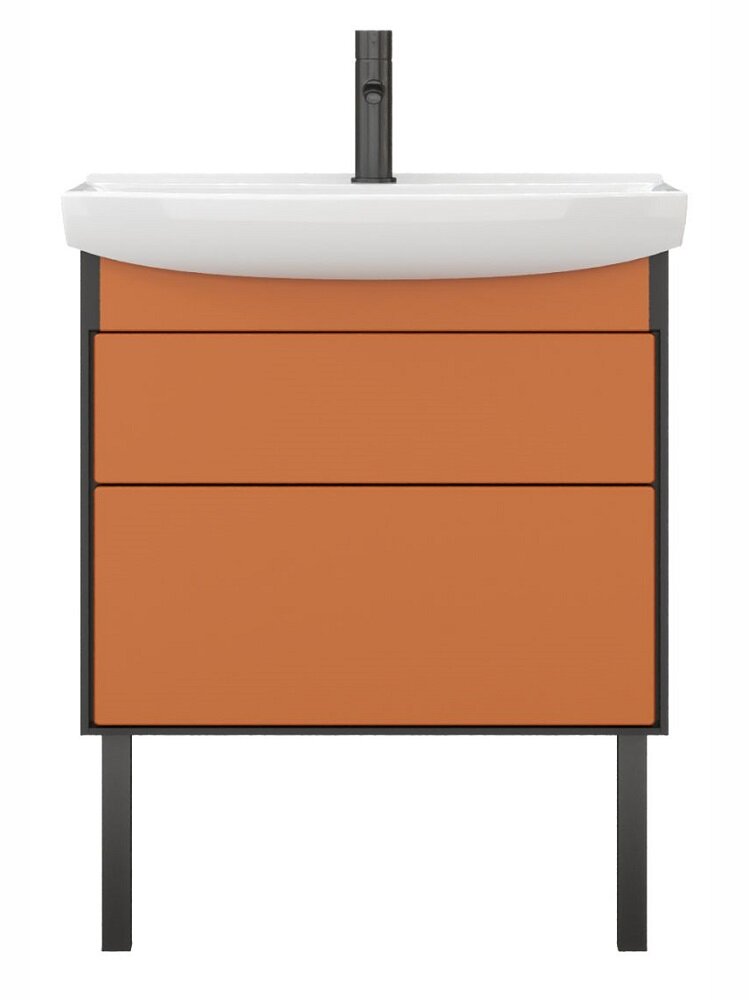 Изображение товара Тумба под раковину Belux Клермонт Н 60-02, 4810924282842, 60 см, подвесная, чёрно-медный матовый, лён антрацит