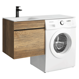 Изображение товара Тумба с раковиной Aqwella Terra 115 TER01051DB+FOR.11.04.D-L, для установки со стиральной машиной, дуб балтийский, левая