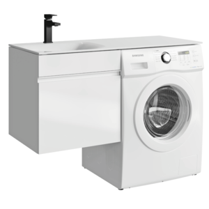 Изображение товара Тумба с раковиной Aqwella Duet 115 DU01051+FOR.11.04.D-L, для установки со стиральной машиной, белый, левая