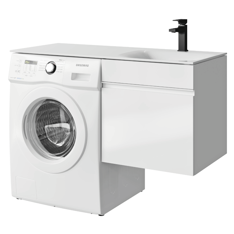 Изображение товара Тумба с раковиной Aqwella Duet 115 DU01051+FOR.11.04.D-R, для установки со стиральной машиной, белый, правая