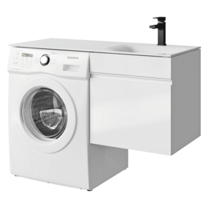 Изображение товара Тумба с раковиной Aqwella Duet 115 DU01051+FOR.11.04.D-R, для установки со стиральной машиной, белый, правая