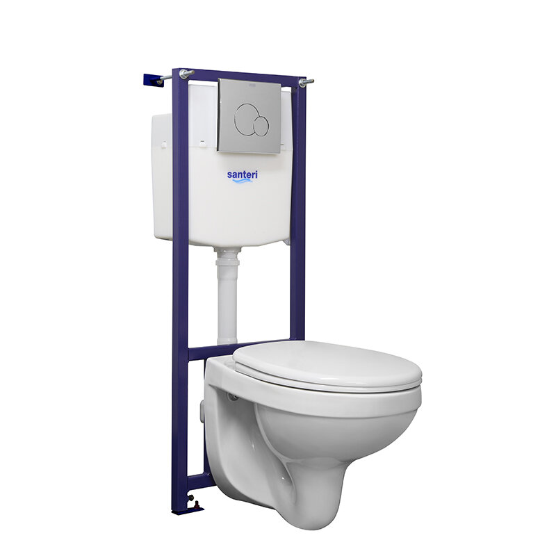 Изображение товара Инсталляция Santeri с унитазом Альфа, подвесной, белый, каскадный слив