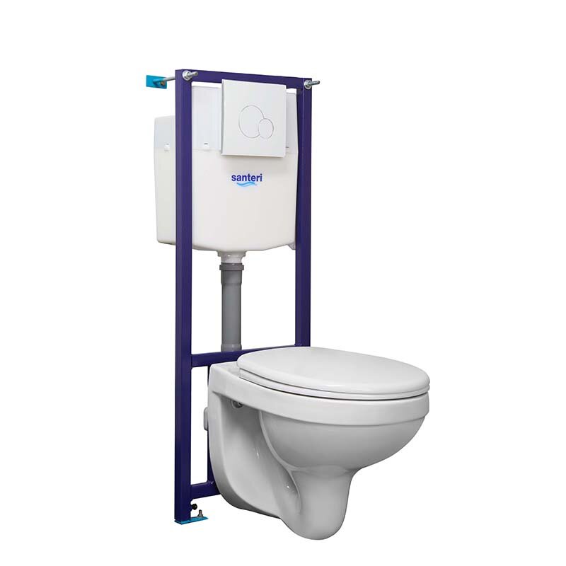 Изображение товара Инсталляция Santeri с унитазом Альфа, подвесная, белая, с сиденьем микролифт