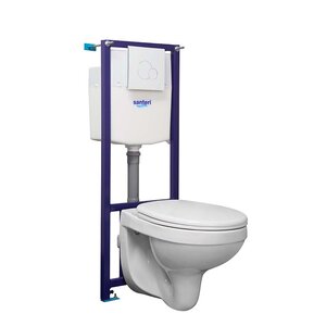 Изображение товара Инсталляция Santeri с унитазом Santeri Альфа, сиденье микролифт, белый, клавиша белая, комплект 1.3816.4.S00.00B.2