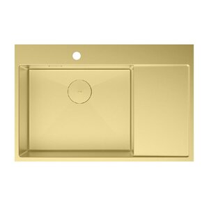 Изображение товара Кухонная мойка Lemark Kezadra 780L 9938150, 78 см, нержавеющая сталь, чаша слева, PVD-nano золото светлое