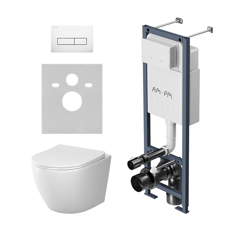 Изображение товара Инсталляция с унитазом Aquaspin и сиденьем микролифт Am.Pm Like IS110301