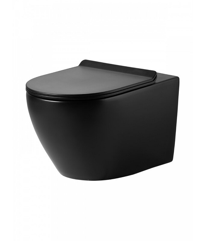 Изображение товара Подвесной безободковый унитаз Agger AT03144 с крышкой микролифт черный матовый