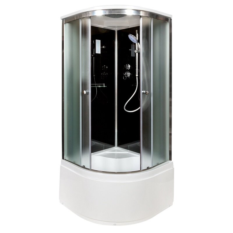 Изображение товара Душевая кабина AvaCan B10SELBLACK 98599, 100 x 100 см, с крышей, поддон высокий, стекло матовое, профиль хром
