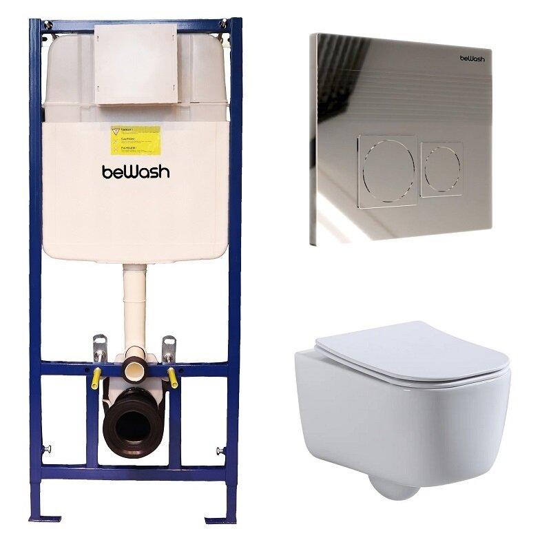 Изображение товара Инсталляция BeWash с унитазом BeWash Schutz 74P02PK02510, сиденье микролифт, клавиша Bona хром глянец