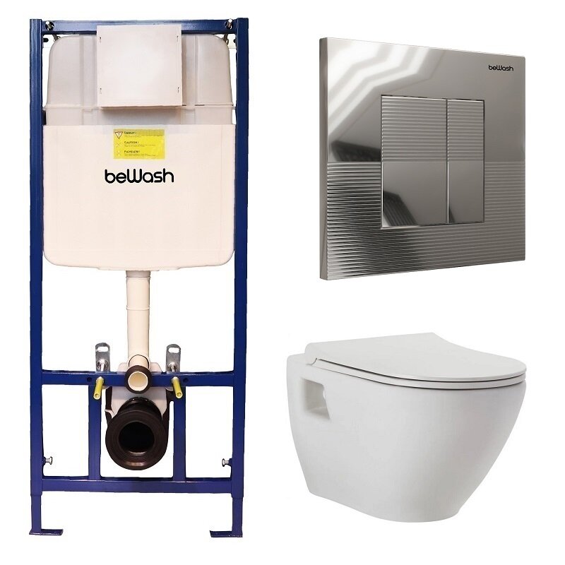 Изображение товара Инсталляция BeWash с унитазом BeWash Vettern 74P03PK82601, с функцией биде, сиденье микролифт, клавиша Fide хром глянец