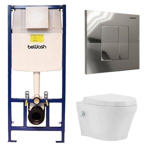Изображение товара Инсталляция BeWash с унитазом BeWash Metison 74P03PK78601, сиденье микролифт, клавиша Fide хром глянец