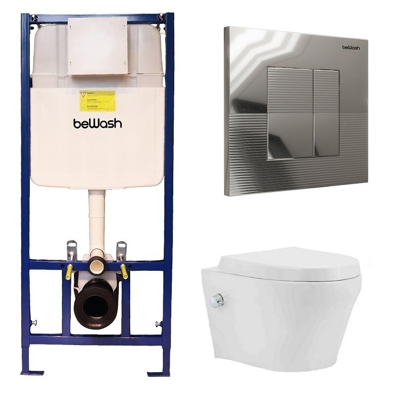 Изображение товара Инсталляция BeWash с унитазом BeWash Metison 74P03PK78601, сиденье микролифт, клавиша Fide хром глянец
