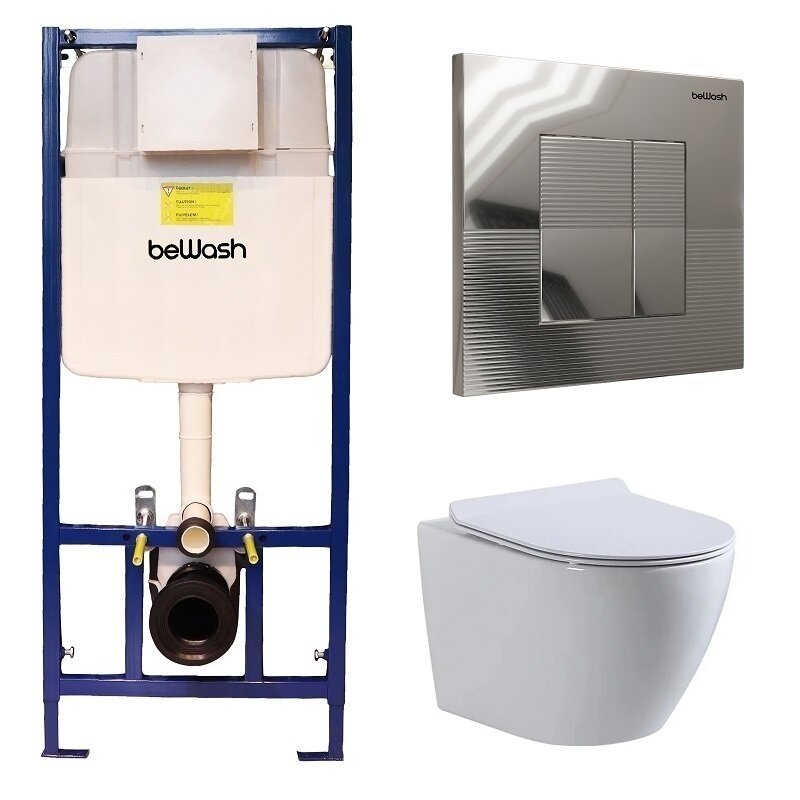 Изображение товара Инсталляция BeWash с унитазом بىWash Minimal 74P03PK03480, подвесной, хром