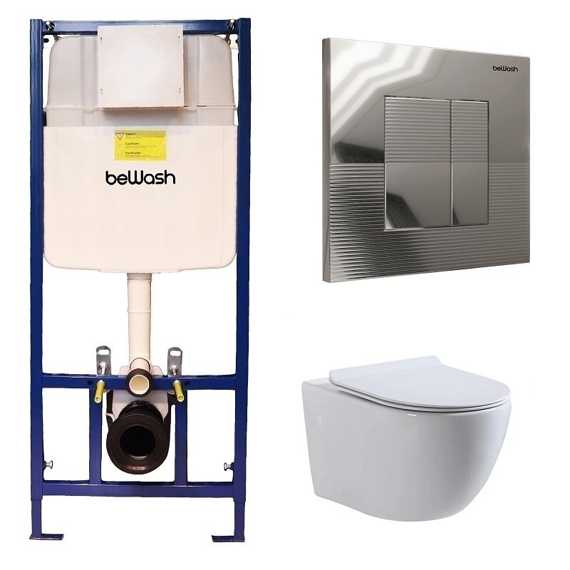 Изображение товара Инсталляция BeWash Lusso 74P03PK04550 с унитазом подвесным микролифт и клавишей Fide хром