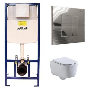 Изображение товара Инсталляция BeWash с унитазом BeWash Schutz 74P03PK02510, сиденье микролифт, клавиша Fide хром глянец