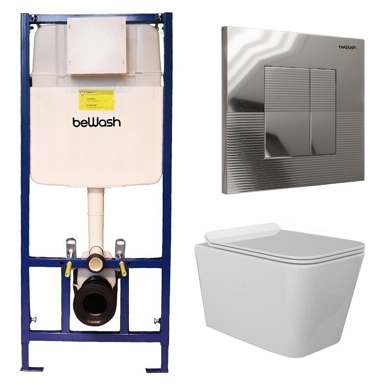 Изображение товара Инсталляция BeWash с унитазом Kraft 74P03PK05510, сиденье микролифт, клавиша Fide хром глянец