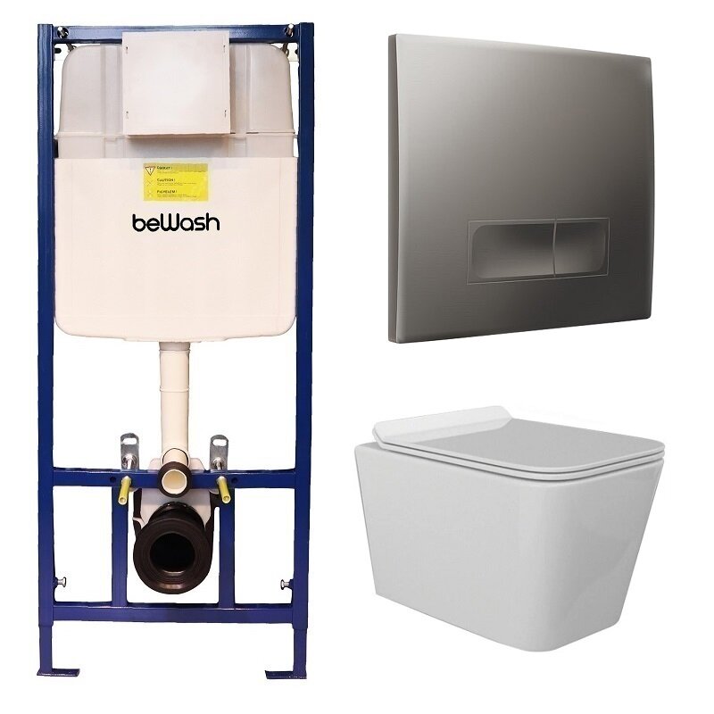 Изображение товара Инсталляция BeWash Kraft 74P04MK05510 с унитазом, сиденье микролифт, клавиша Neox P04MC хром матовы