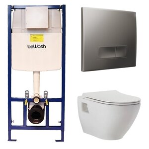 Изображение товара Инсталляция BeWash с унитазом BeWash Vettern 74P04MK82201, сиденье микролифт, клавиша Neox P04MC хром матовый