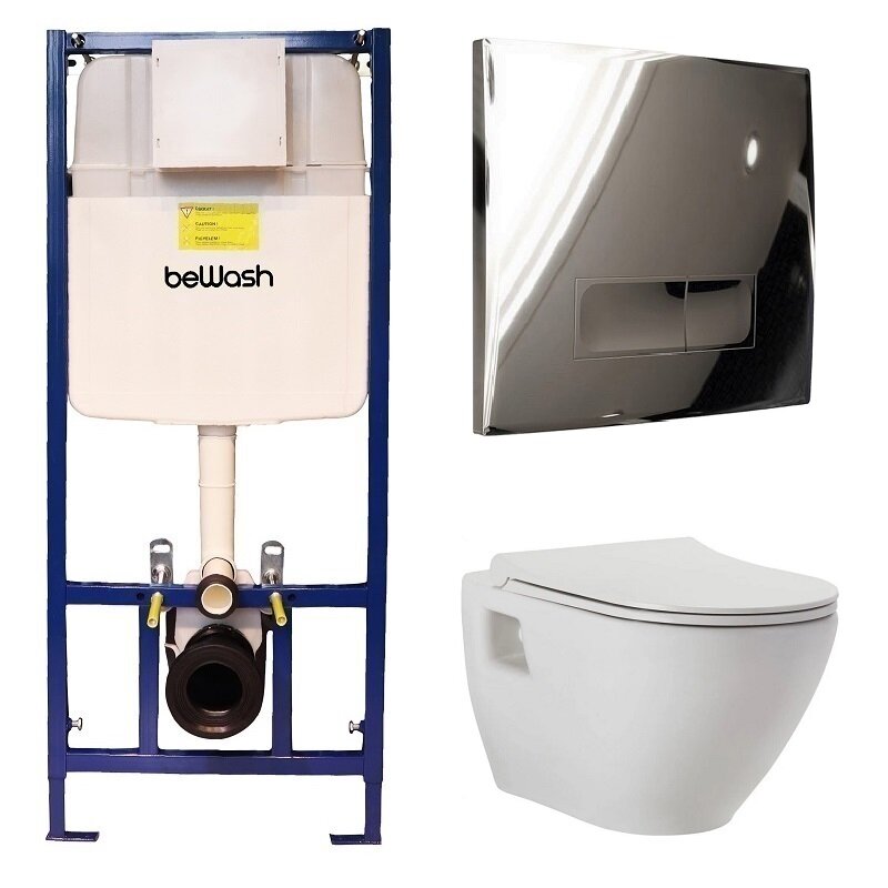 Изображение товара Инсталляция BeWash с унитазом BeWash Vettern 74P04PK82601, с функцией биде, сиденье микролифт, клавиша Neox P04SC хром глянец Изображение товара Инсталляция BeWash с унитазом BeWash Vettern 74P04PK82601, с функцией биде, сиденье микролифт, клавиша Neox P04SC хром глянец