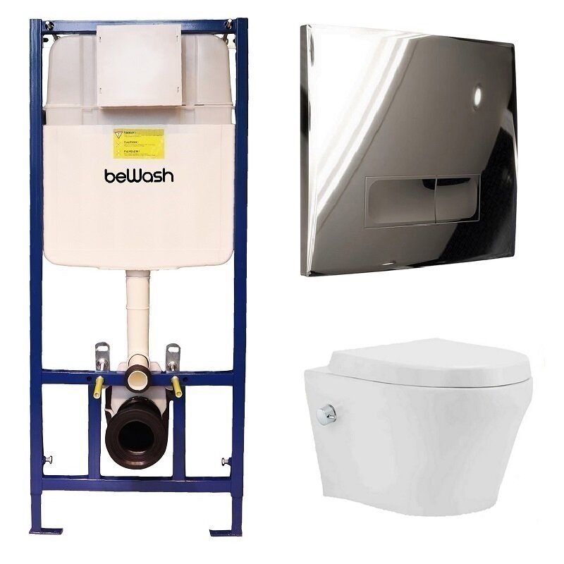 Изображение товара Инсталляция BeWash с унитазом BeWash Metison 74P04PK78601, сиденье микролифт, клавиша Neox P04SC хром глянец