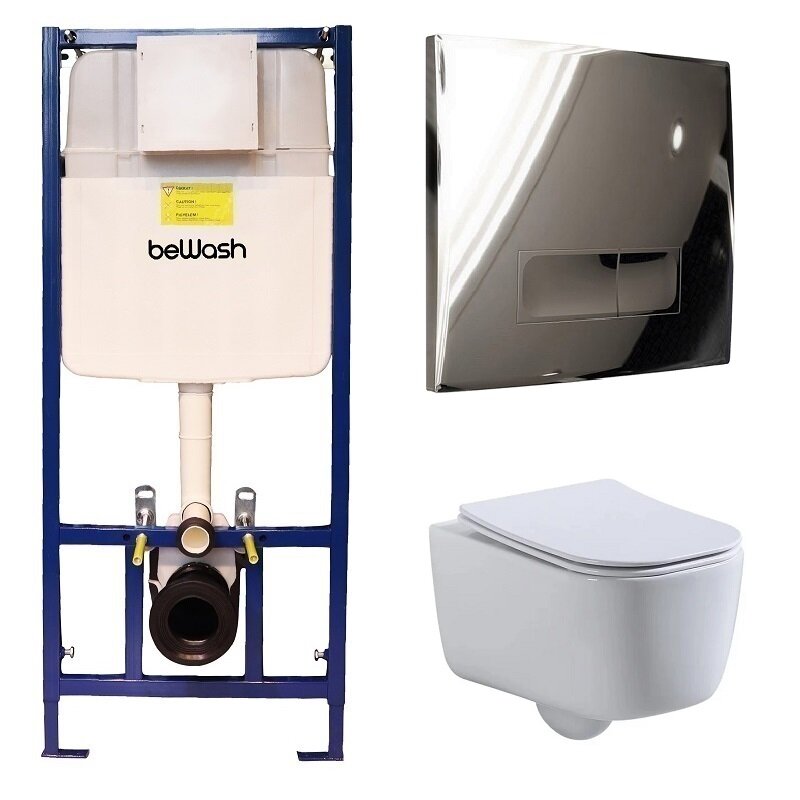 Изображение товара BeWash Schutz 74P04PK02510: подвесной унитаз+инсталляция с микролифтом и кнопкой Neox P04SC