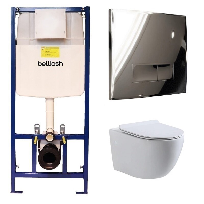 Изображение товара Инсталляция BeWash с унитазом Lusso 74P04PK04550, сиденье микролифт, клавиша Neox в хром глянец