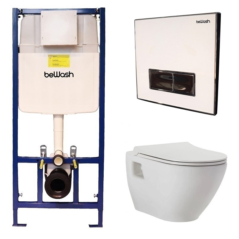 Изображение товара Инсталляция BeWash с унитазом Vettern, безободковый, функция биде, микролифт, белое стекло