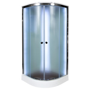 Изображение товара Душевая кабина AvaCan D08SLED 98173, 80 x 80 см, LED-подсветка, с крышей, поддон низкий, стекло матовое, профиль хром