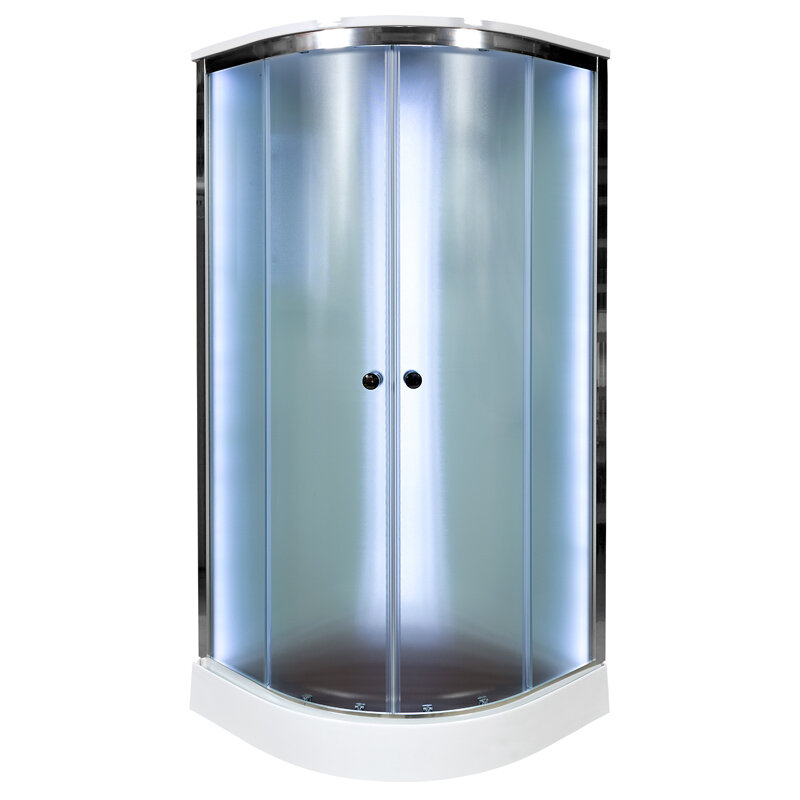 Изображение товара Душевая кабина AvaCan D09SLED 98177, 90 x 90 см, LED-подсветка, с крышей, поддон низкий, стекло матовое, профиль хром